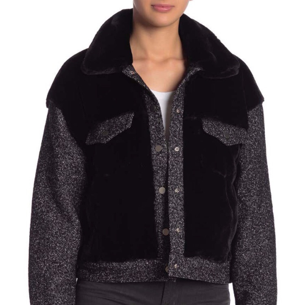 Fate Faux Fur Contrast Coat Size L